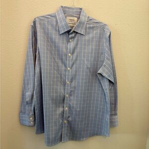 Charles Tyrwhitt Men's Blue Checkered Shirt Lim Fit
